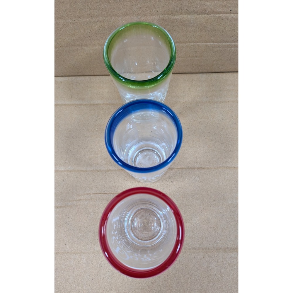 Don Eduardo Set Of 3 Tri Color Tequila Shot Glasses Green , Red and Blue - Picture 3 of 4